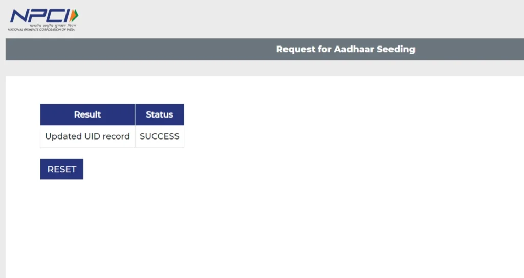 NPCI Aadhar Seeding Online