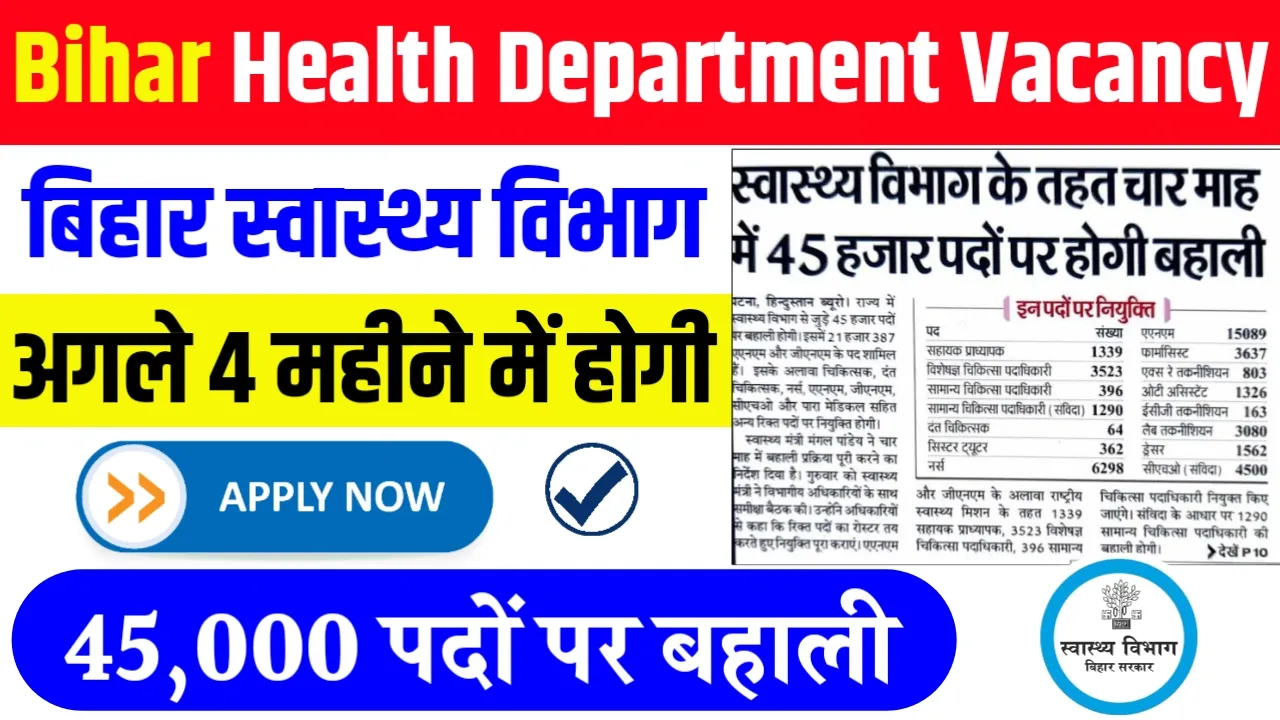 Bihar Health Department Vacancy 