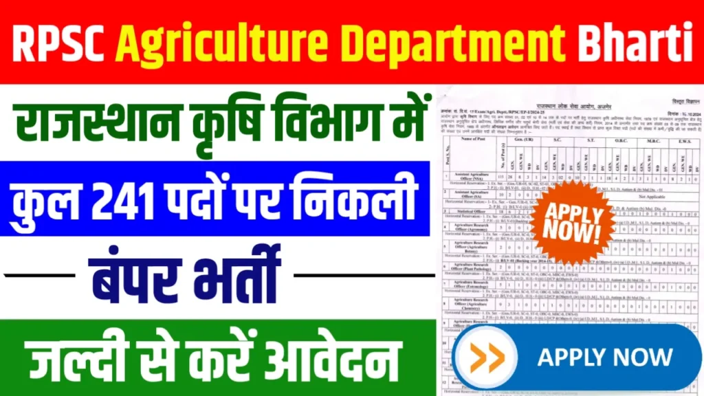 RPSC Agriculture Department Bharti 2024