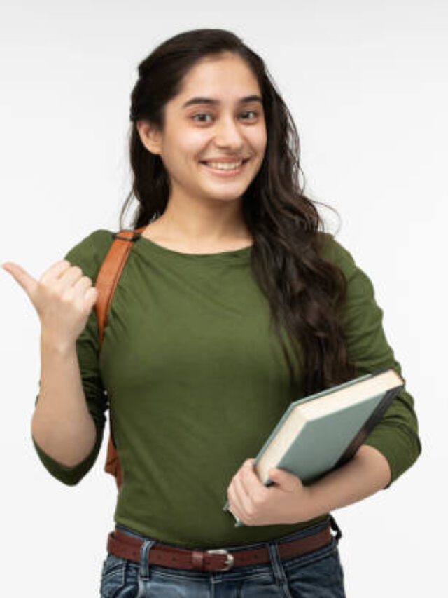 university student in white background, stock photo