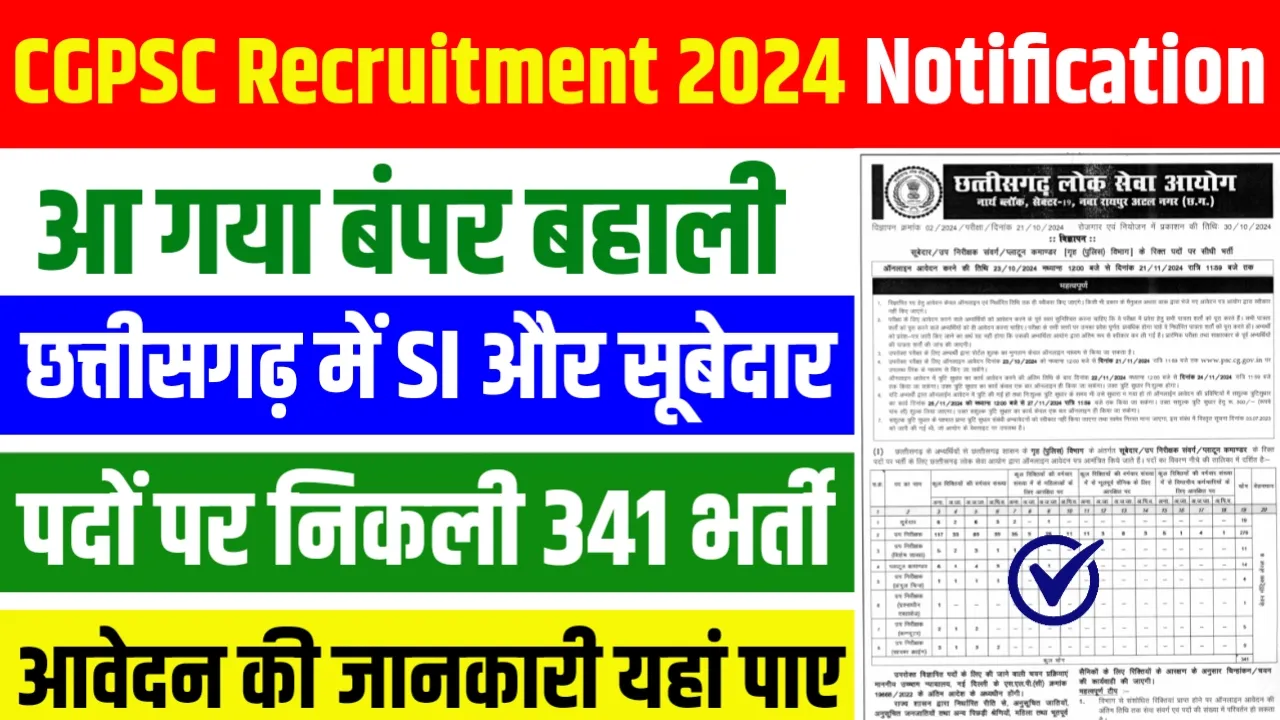 CGPSC Recruitment 2024 Notification