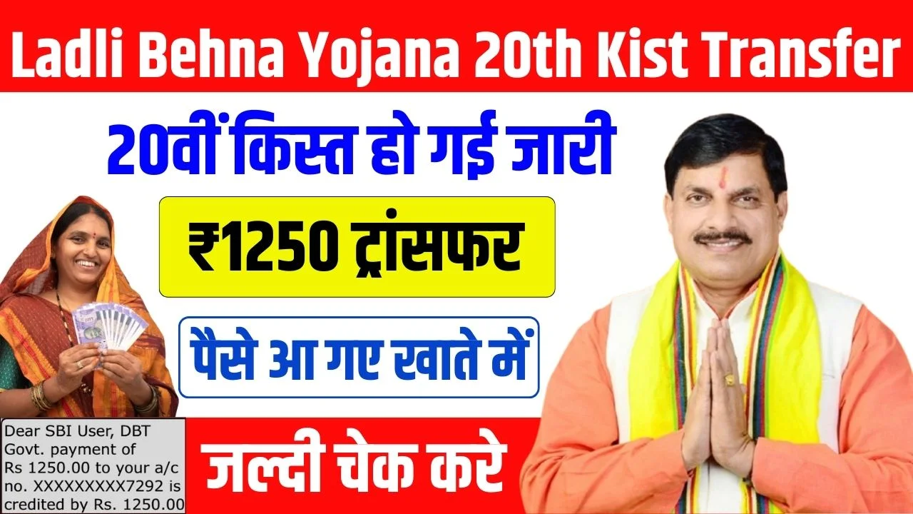 Ladli Behna Yojana 20th Kist Transfer