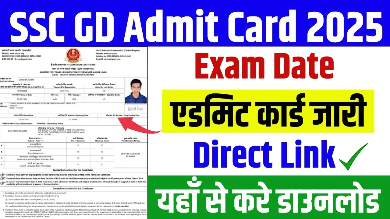 SSC GD Admit Card 2025